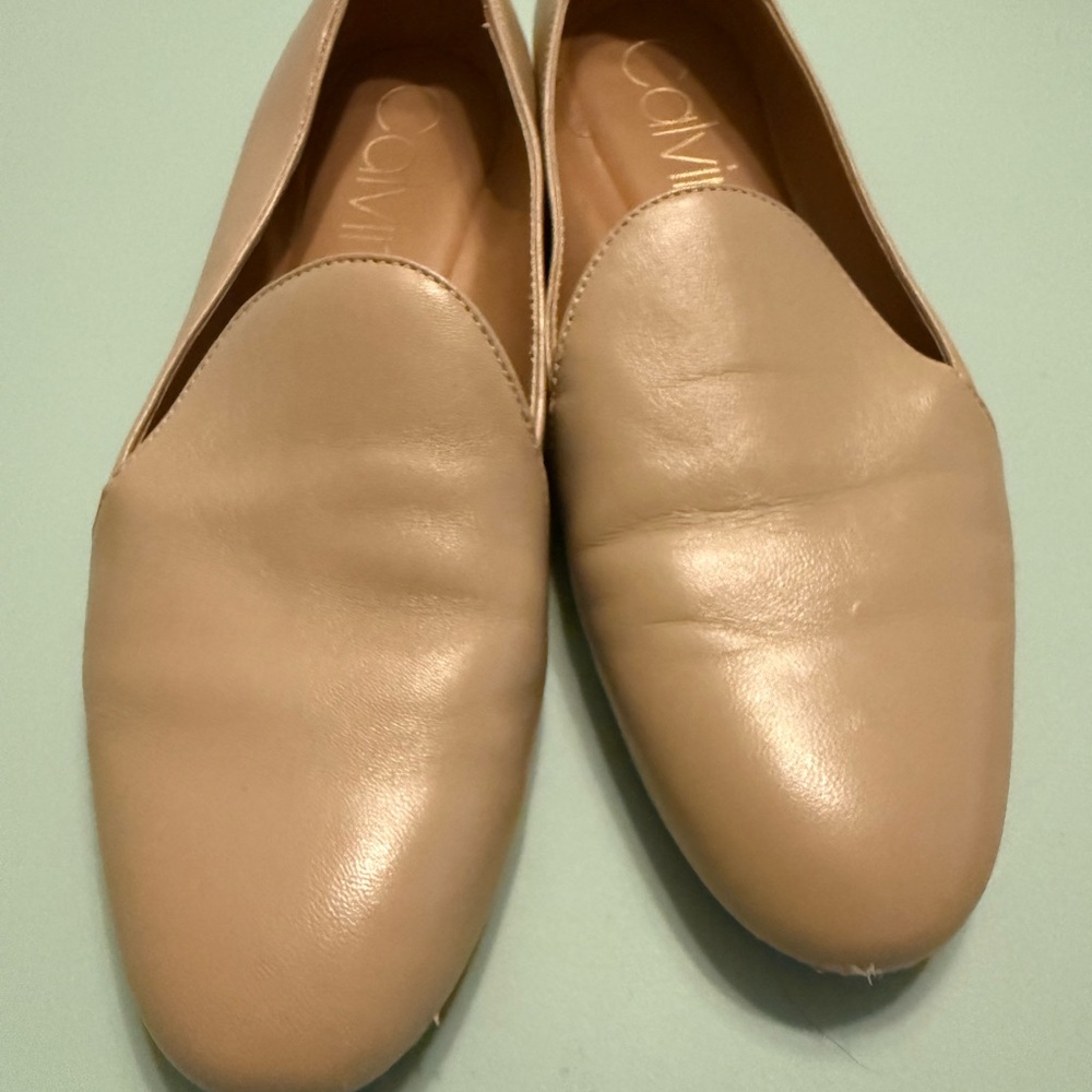 Calvin Klein Blush Pink Leather Loafers - Picture 2 of 4